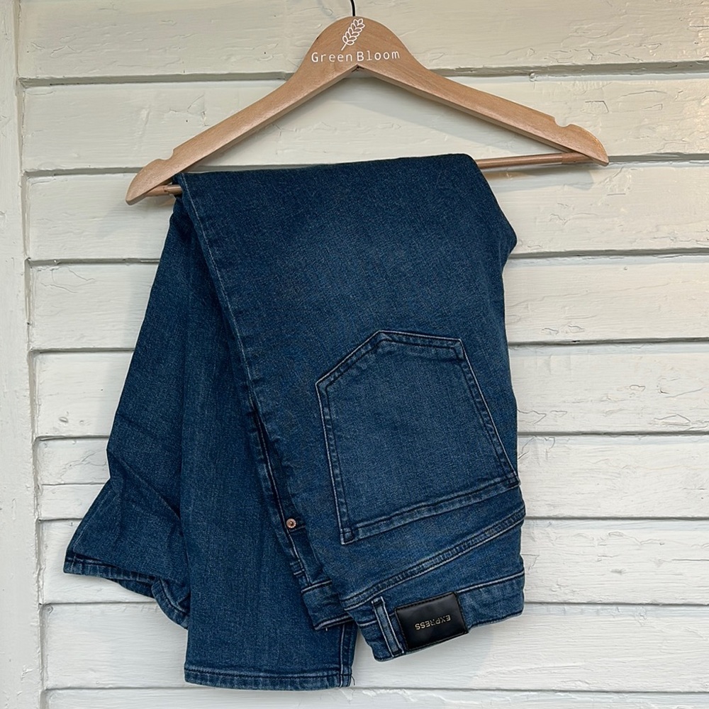 Express Mom Jean High Rise Dark Blue Denim Jeans